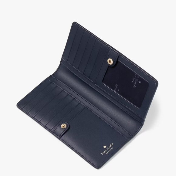 Kate Spade Tennis Toss Large Slim Bifold Wallet - Blazer Blue Tennis Balls KF497 - Picture 6 of 7